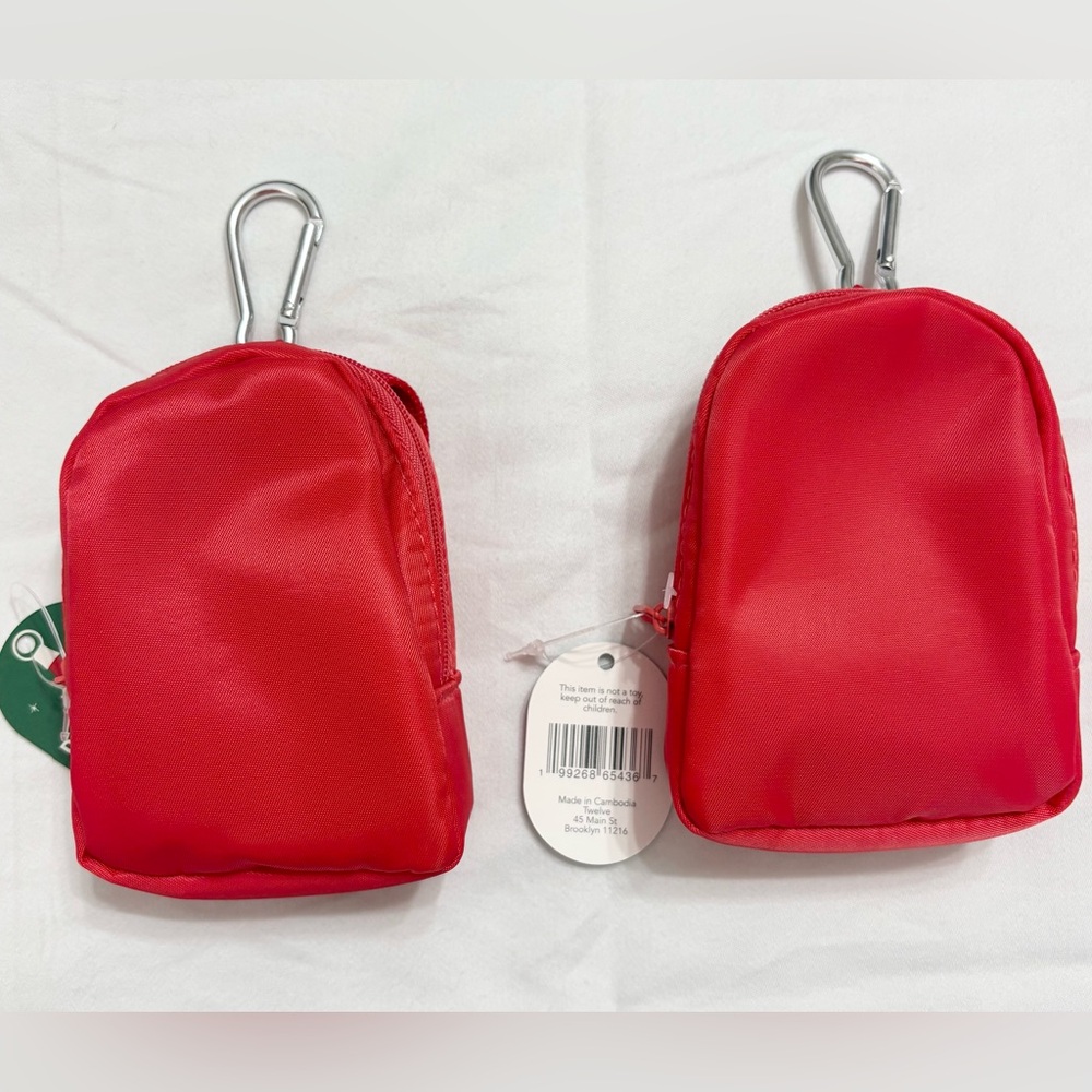 Pair of Red Mini Backpack Keychain Bag Charms
